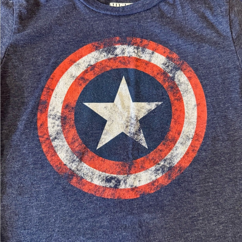 Marvel Captain America Kids Navy Blue Graphic Short Sleeve T-Shirt, Boys 5T - Picture 4 of 5